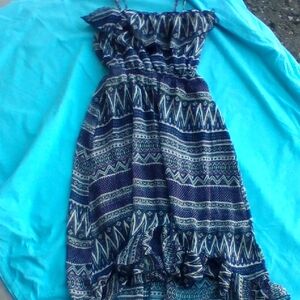 Rue21 Navy Blue Patterned High Low Dress